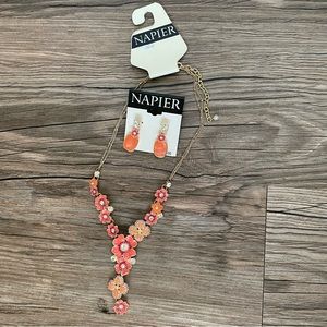 NWT Napier Gem/Diamond Necklace Earring Set